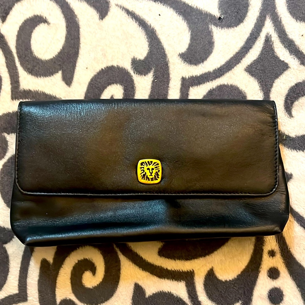 Vintage Anne Klein Black Genuine Leather Tri-Fold Clutch/Wallet